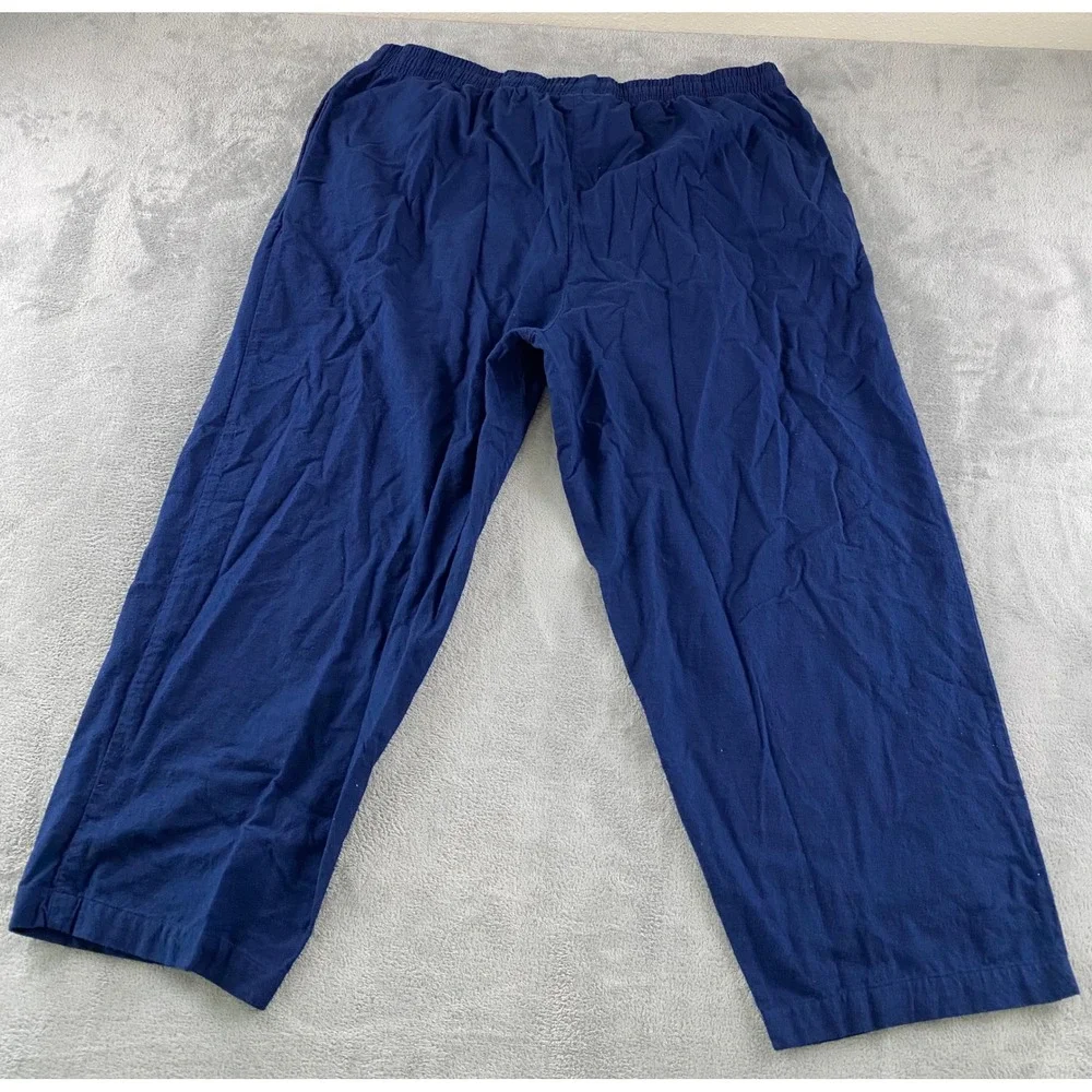 KingSize Mens 3XL Big Navy Blue Cotton Lounge Pajama Pants Elastic Drawstring